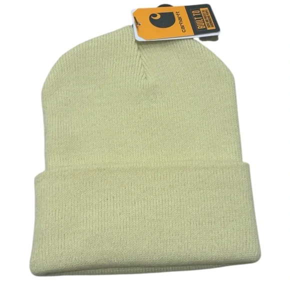 CARHARTT NWT Pale Yellow Knit Cuffed Beanie Acrylic - Picture 2 of 2